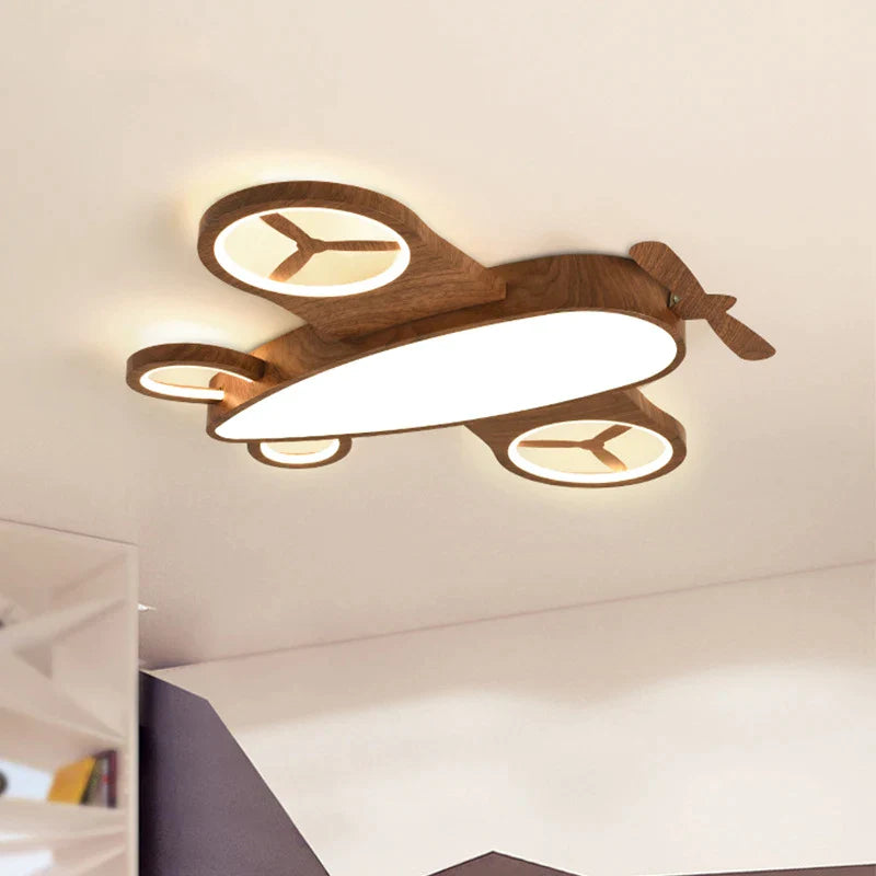 Afralia™ Nordic Airplane Iron Ceiling Lamp with Remote Control for Kids' Bedroom