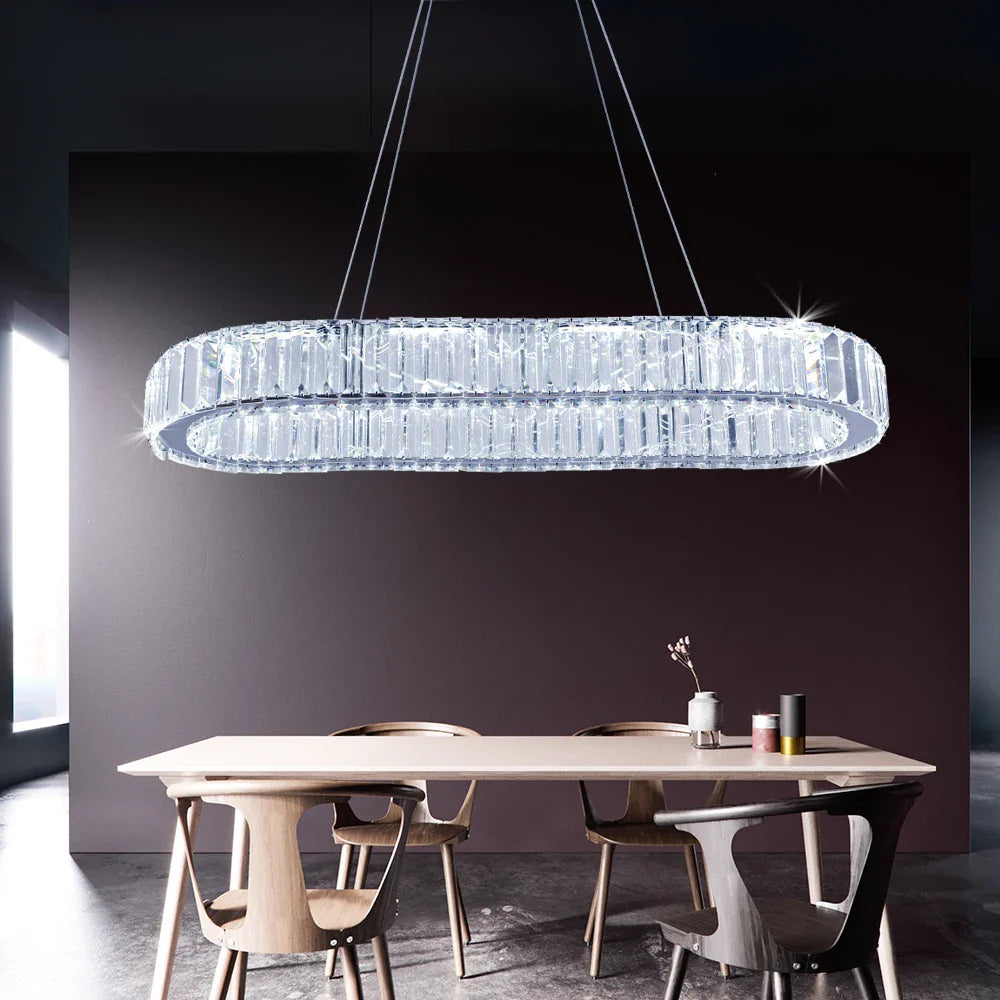 Afralia™ Luxury Crystal LED Pendant Chandelier for Home Lighting & Decor