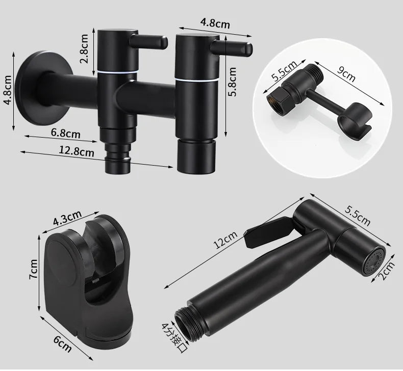 Afralia™ Stainless Steel Garden Faucet Single Cold Bidet Tap Black Small Bathroom Mixer