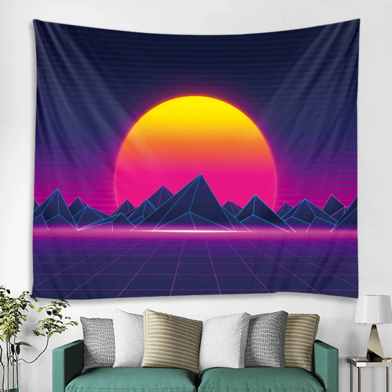 Afralia™ Sunrise Psychedelic Wall Tapestry Hippie Bohemian Home Decor Bed Sheet