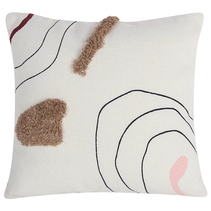 Afralia™ Abstract Line Colors Handmade Tufted Cushion Cover 45x45cm for Home Decor