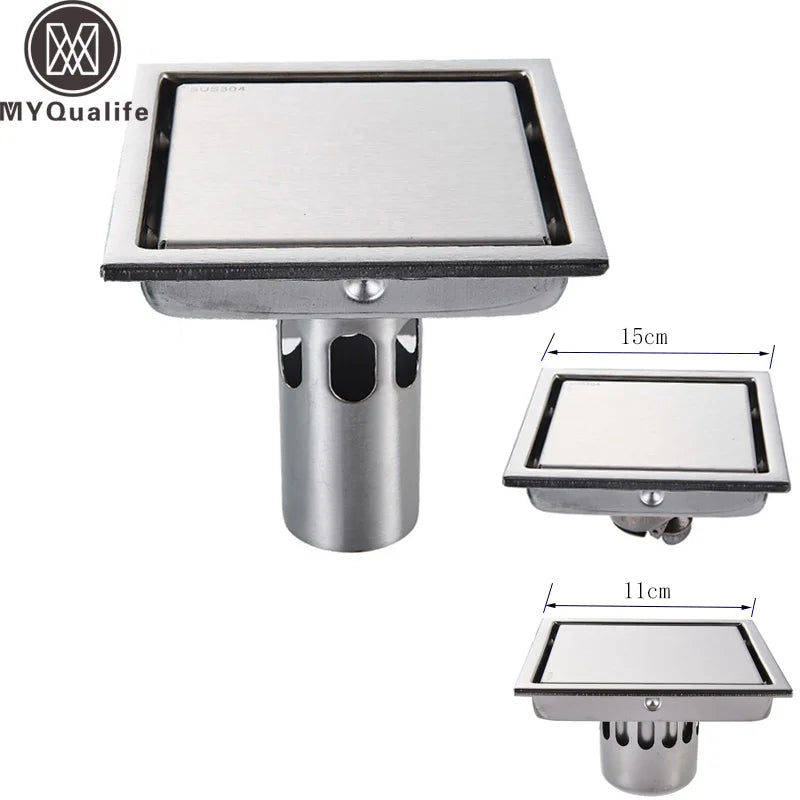 Afralia™ Stainless Steel Tile Insert Square Shower Drain Floor Waste Grate