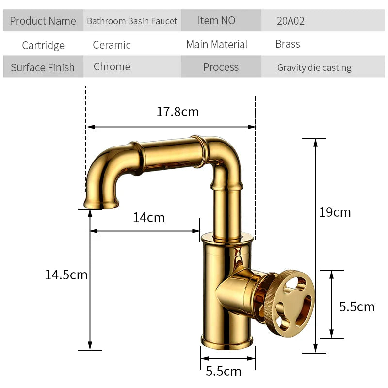 Afralia™ Gold Brass Basin Faucet: Hot & Cold Water Mixer Tap for Modern Bathrooms