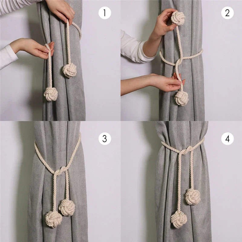 Afralia™ Handwoven Cotton Curtain Tieback Ball Pendant Mini Tapestry Decoration