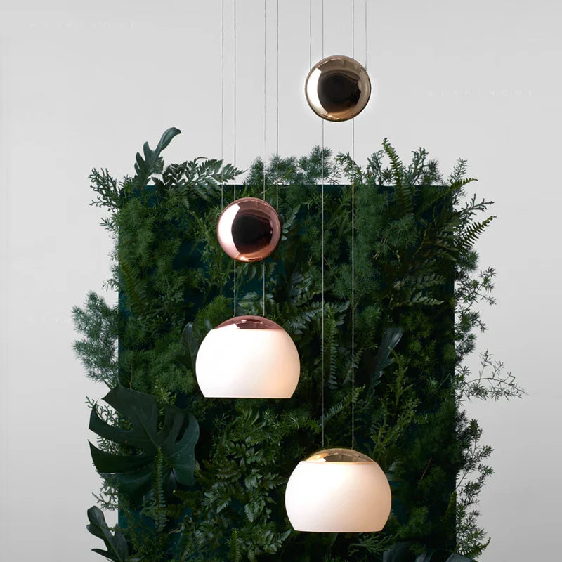 Afralia™ JOJO Modern LED Glass Pendant Lamp, Adjustable Height, Gold Nightstand Light