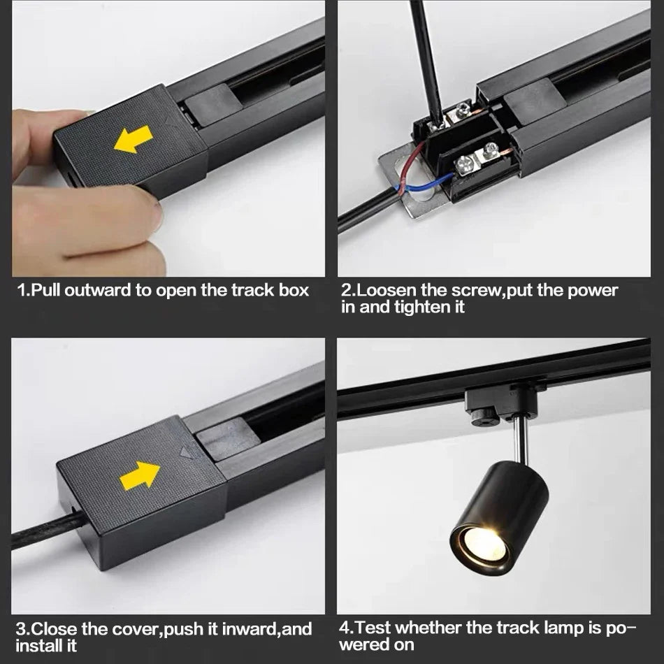 Afralia™ 1m Black White Aluminum 2-Wire Connector Track Rail Spotlight Fitting