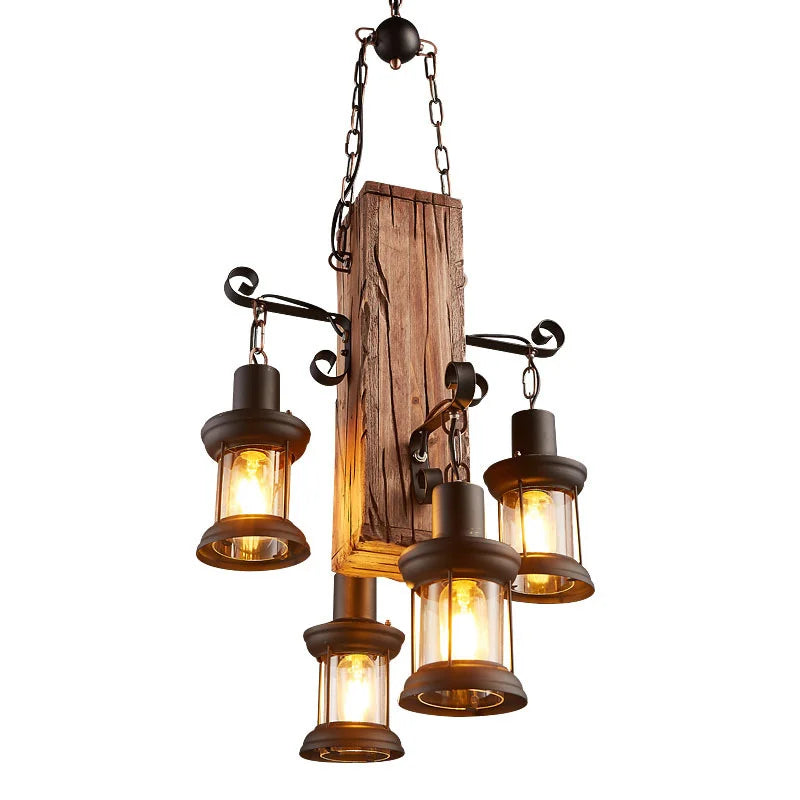 Afralia™ Wood Pendant Glass Chandelier: Modern Lighting for Home and Dining Rooms