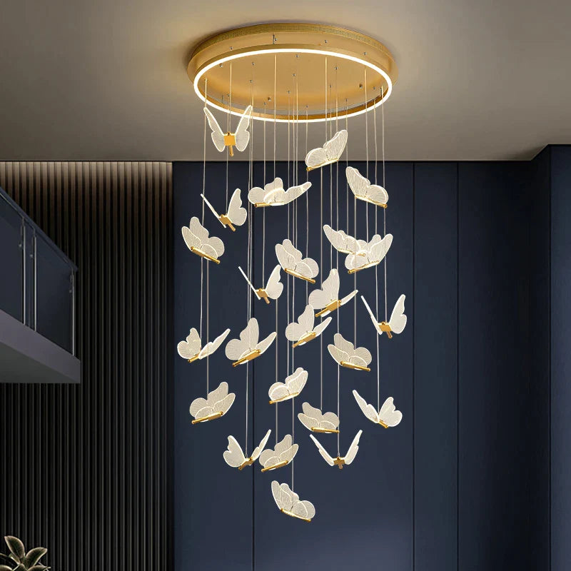 Afralia™ Revolving Staircase LED Chandelier for Living Room Loft Villa Duplex Lighting