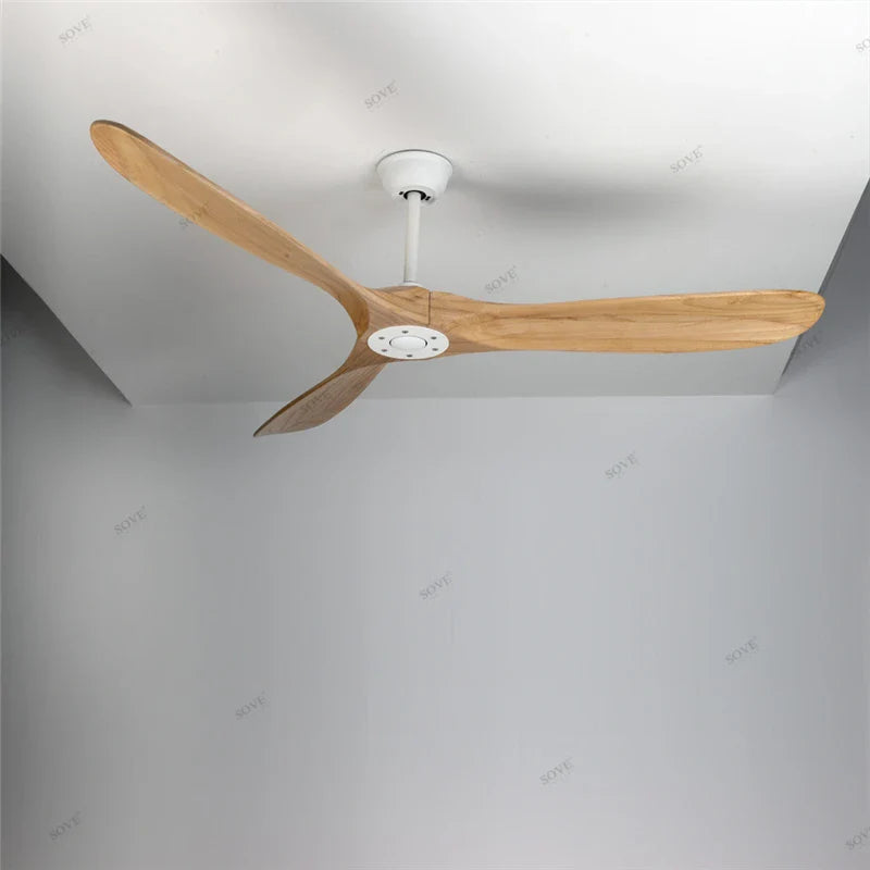 Afralia™ 52" Grey Vintage Wood Ceiling Fan Without Light Remote Control