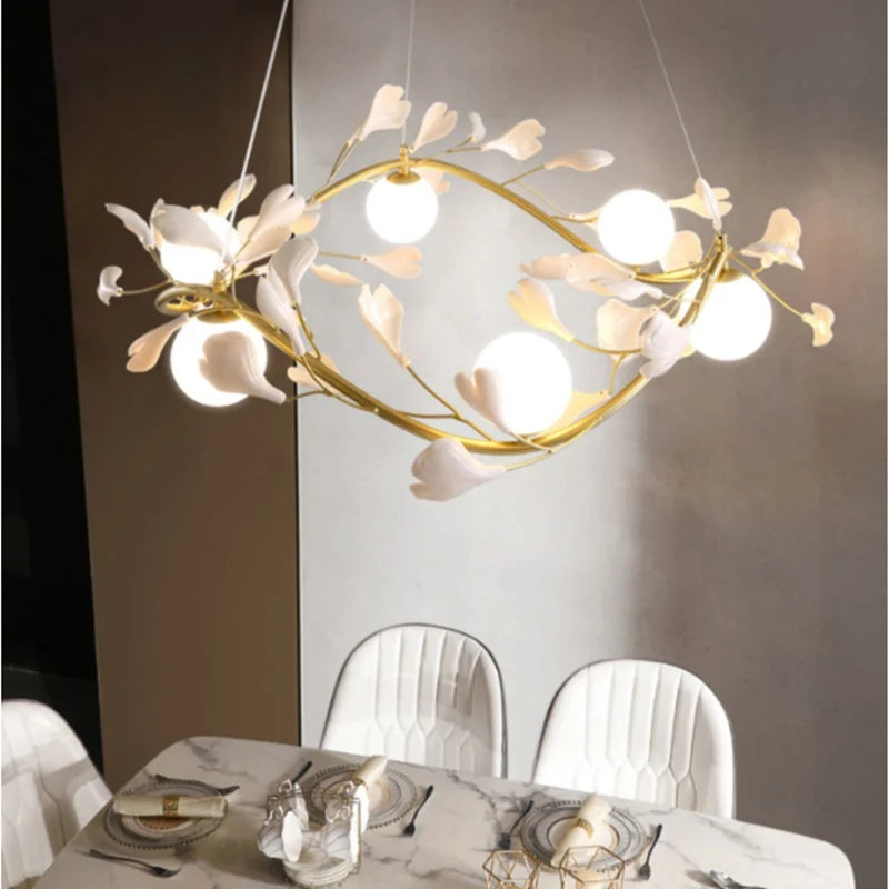 Nordic Glass Ball Chandelier with Petals by Afralia™ - Luxury Interior Lighting