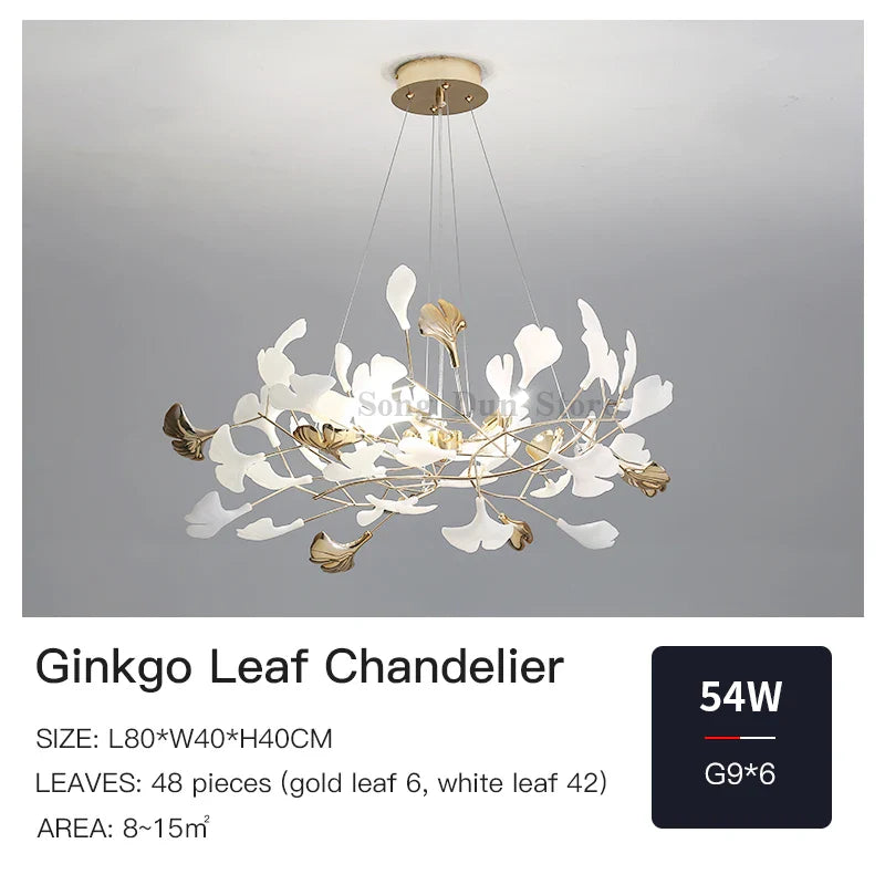 Afralia™ Ginkgo Leaf Decor Chandelier - Nordic Fine Flower Art Light for Living Room