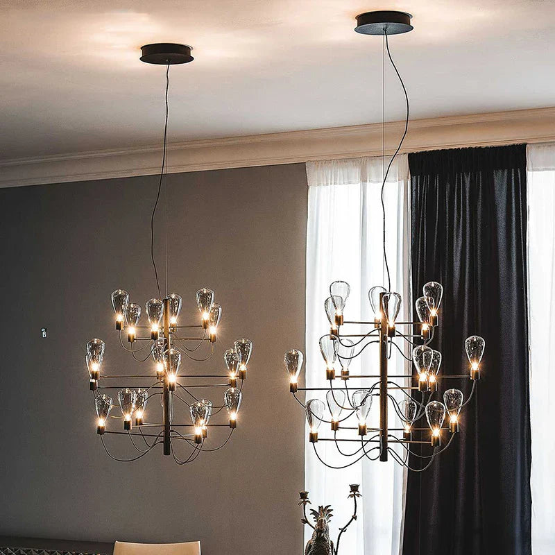 Afralia™ Contemporary Iron Glass Chandelier for Stylish Foyer Lighting
