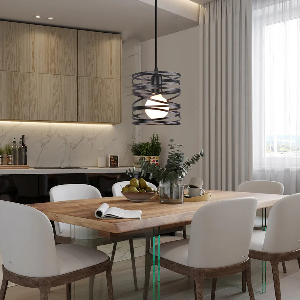 Afralia™ Ribbon Spiral Swirl LED Pendant Chandelier for Living Room & Kitchen