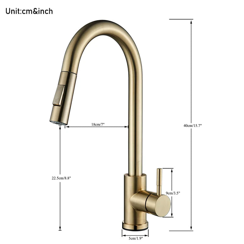 Afralia™ Gold Kitchen Faucet with Touch Sensor Control for Sensitive Mixer Experience