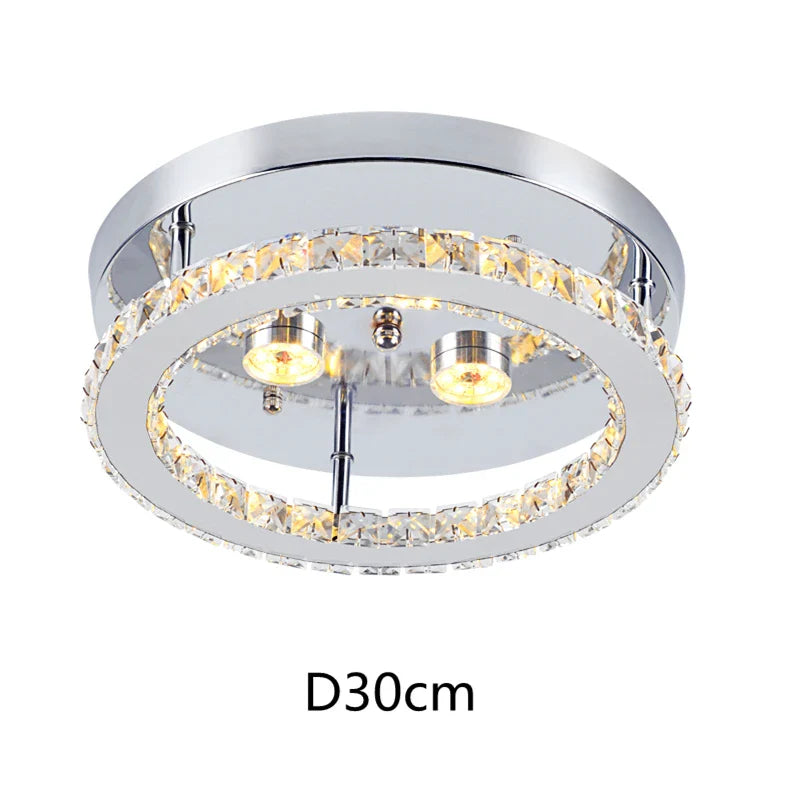 Afralia™ Crystal LED Ceiling Light: Stainless Steel Round Fixture for Bedroom, Kitchen, Bathroom