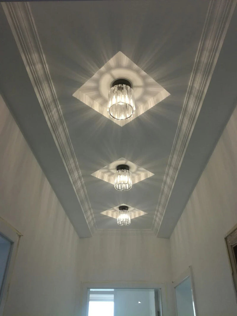 Afralia™ Crystal Ceiling Lights: Modern Living Room Bedroom Decorative Lamp with E27 Bulb Socket