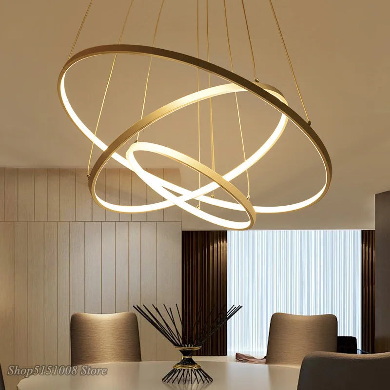 Afralia™ Modern LED Circle Rings Pendant Lamp for Living Dining Room Home Decor