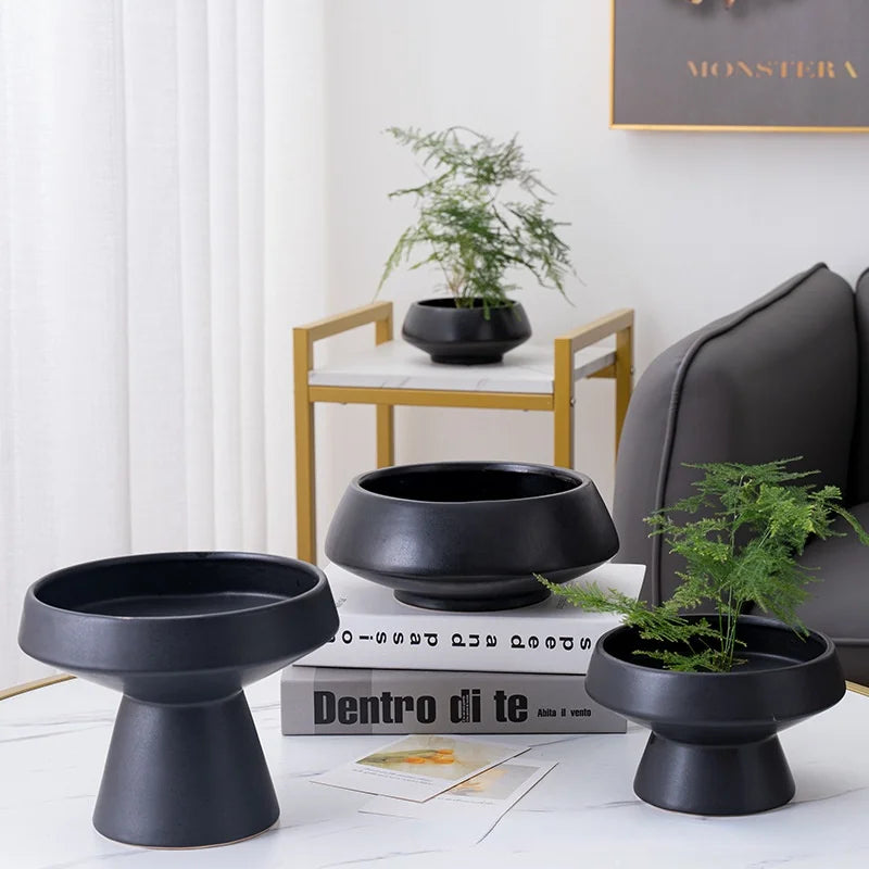 Afralia™ White Ceramic Round Flower Vase Pot for Home Decoration