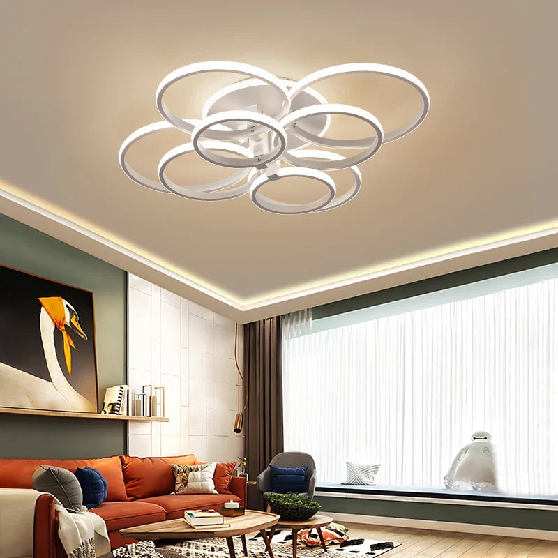 Afralia™ Modern LED Square Circle Rings Ceiling Lights for Home Living Room Bedroom