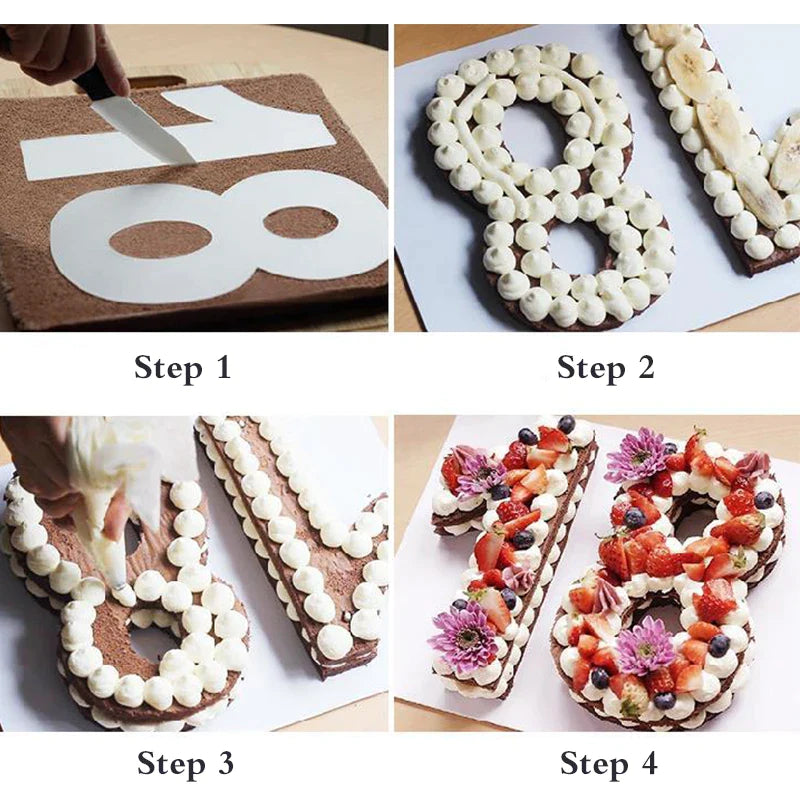Afralia™ Numbers Cake Mold Set Cake Decorating Tools Birthday Baking Mold Sizes 4-14inch