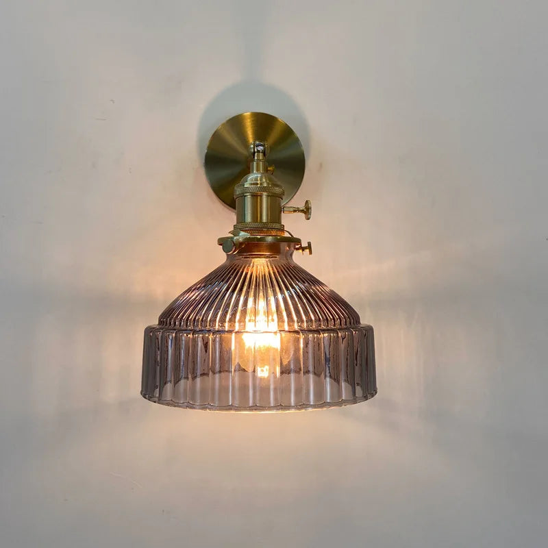 Afralia™ Amber Glass LED Wall Light Fixtures On/Off Switch Nordic Modern Sconce