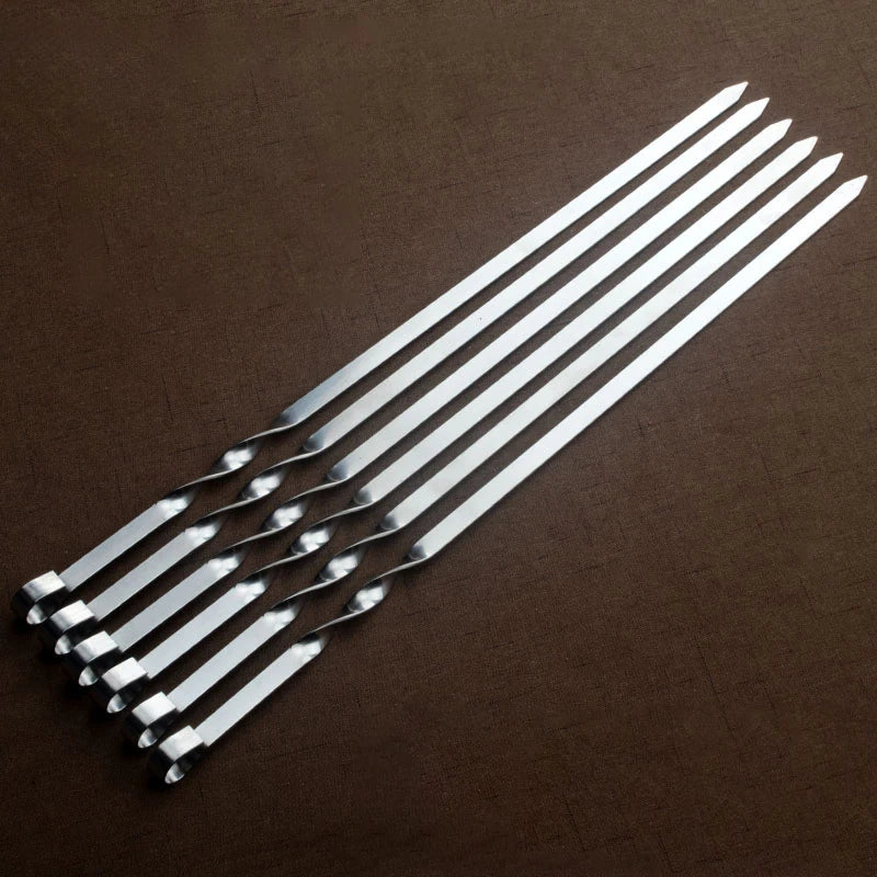 Afralia™ Stainless Steel BBQ Meat Skewers Chunks for Outdoor Picnic & Grilling