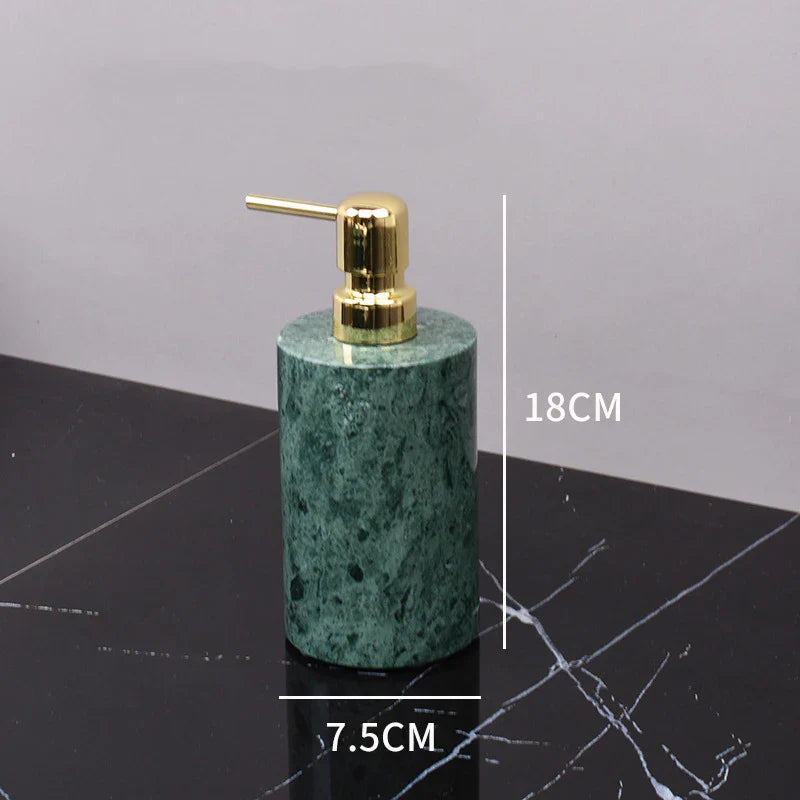 Afralia™ Dark Green Marble Bathroom Set - Nordic Light Luxury Tray Toothbrush Holder Soap Dispenser Kit