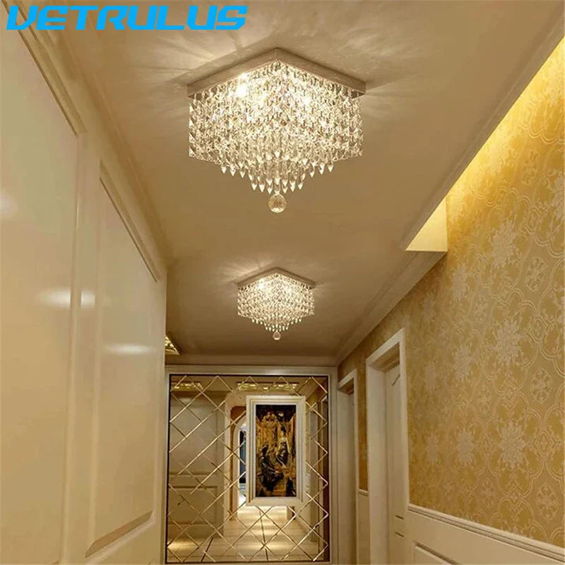 Afralia™ Crystal LED Chandelier Ceiling Lamp for Luxe Home Decor