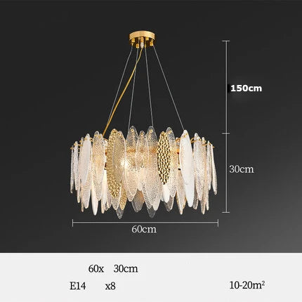 Afralia™ Art Deco Glass Iron LED Chandelier for Dinning Room