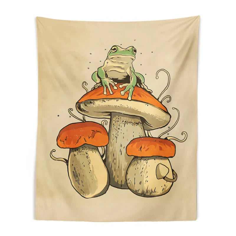 Afralia™ Frog Mushroom Psychedelic Tapestry Wall Hanging