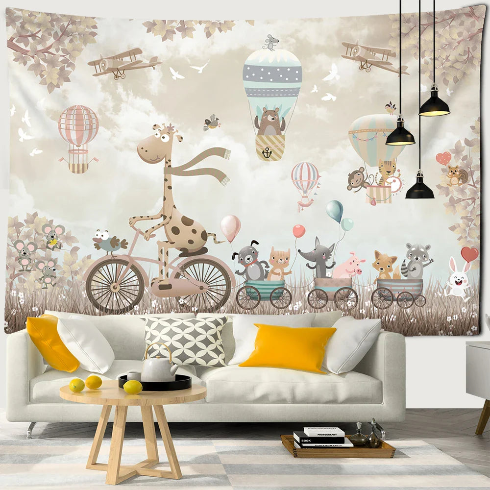 Afralia™ Kawaii Bear Tapestry Wall Hanging for Children's Room Décor