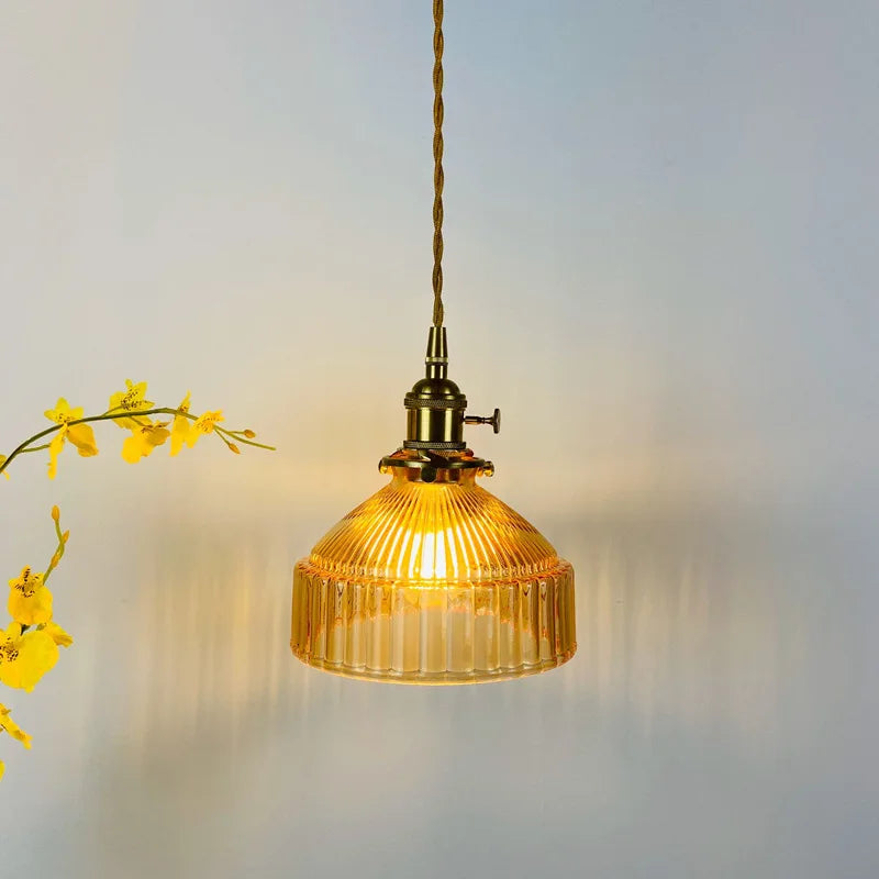 Afralia™ Glass Hanging Lamp with Switch: Modern Nordic Copper Pendant Light Fixtures