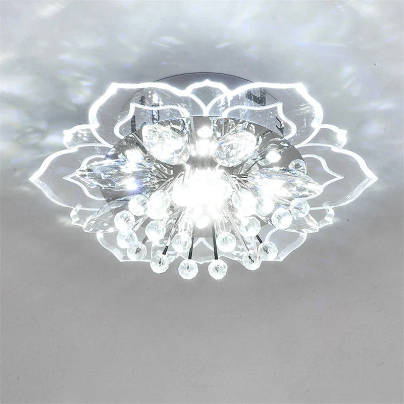 Afralia™ Crystal Flowers Chandelier Ceiling Light Fixture for Living Room, Colorful Indoor Decoration