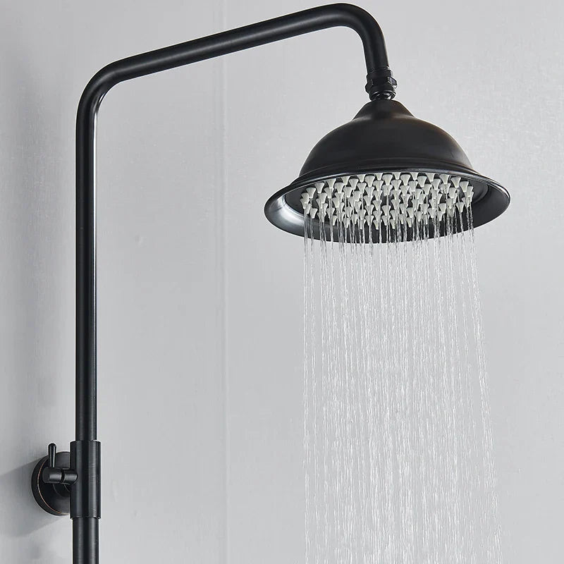 Afralia™ Dual Handle Black Shower Set Faucet with Rainfall Shower Mixer Tap