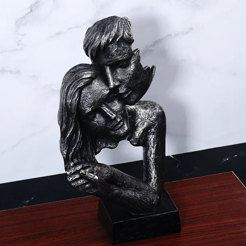 Afralia™ Vintage Kissing Couples Statue Figurine for Home Decor and Valentine's Day Gift