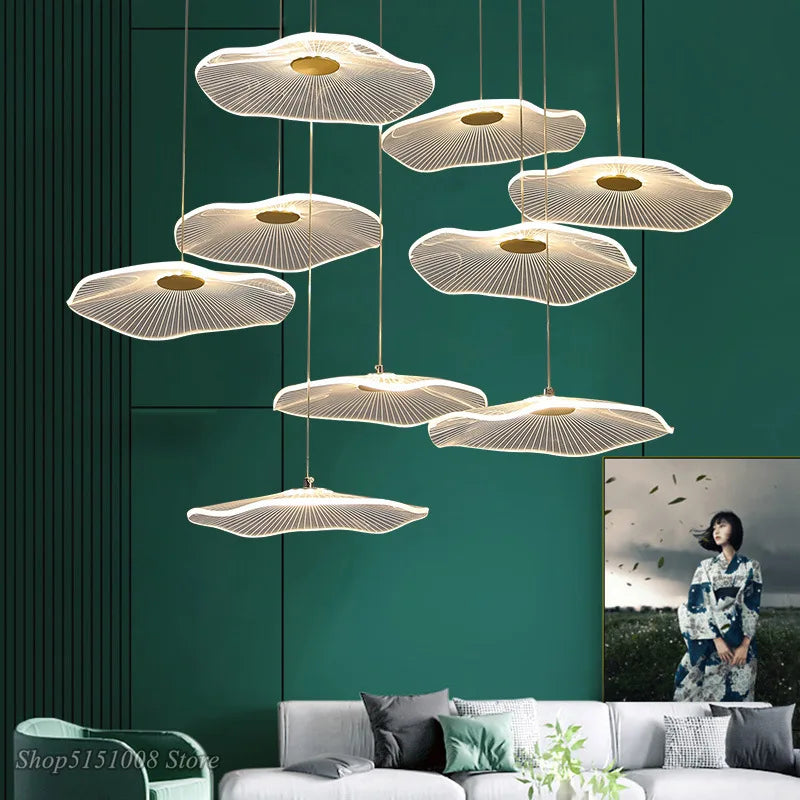 Afralia™ Lotus Leaf Chandelier: Modern Luxury Acrylic LED Hanging Lamp for Villa, Hotel, Living Room