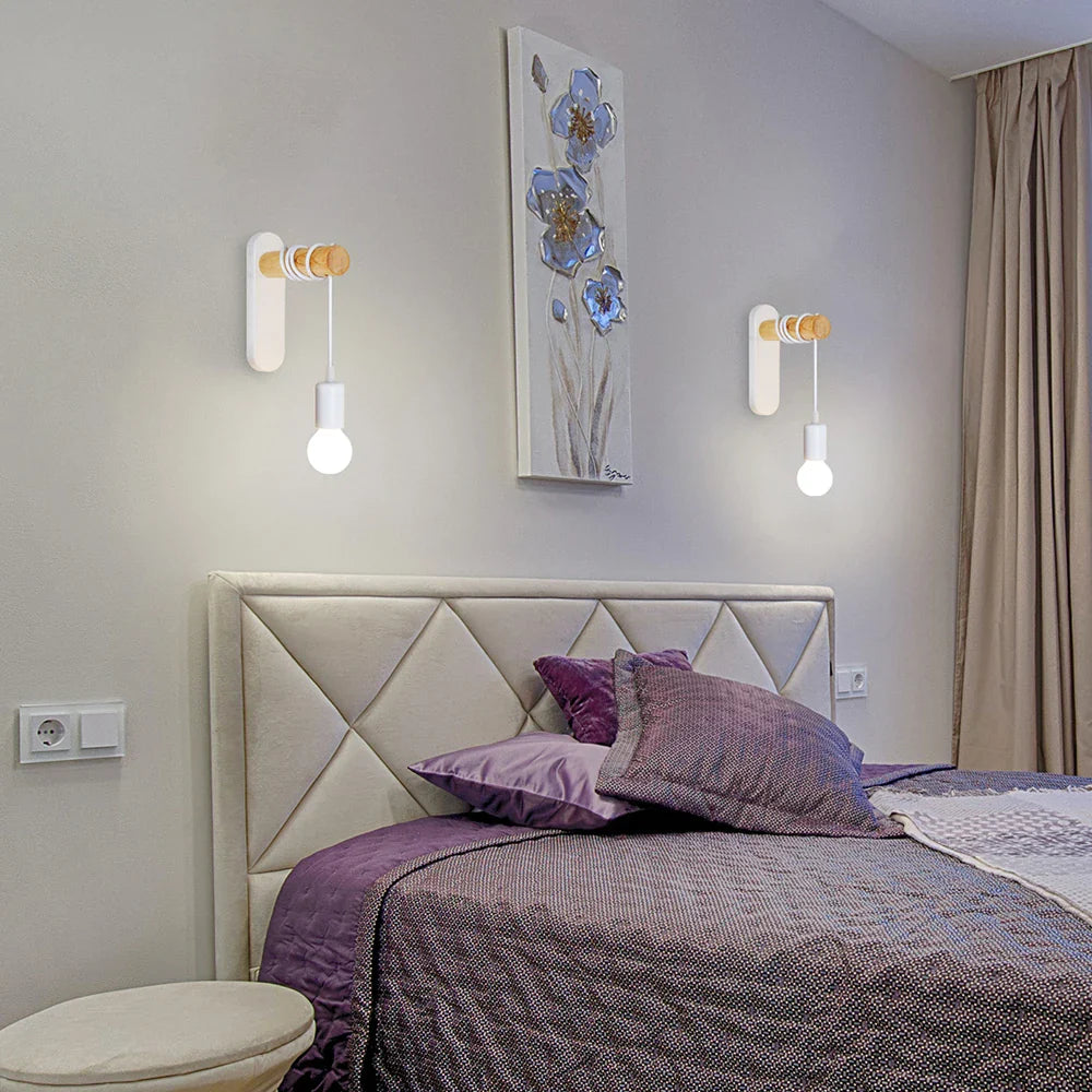 Industrial Iron Wood Wall Lamp E27 Modern Nordic Sconce by Afralia™ for Home Decor Bedroom