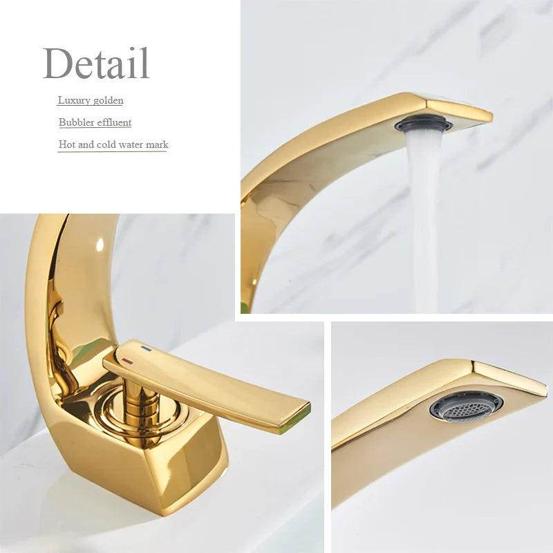 Afralia™ Brass Faucet Hot Cold Water Mixer Tap for Bathroom Vanity Sink