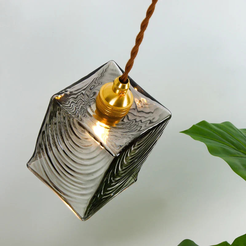 Afralia™ Smoke Grey Glass Ball Pendant Copper Light Fixture for Dining & Living Room