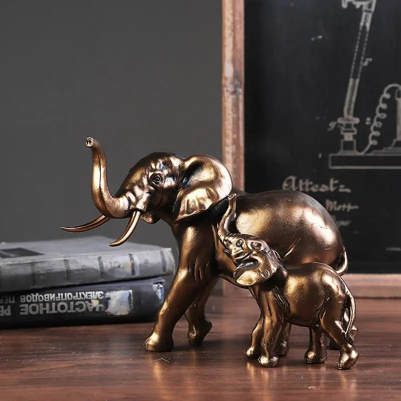 Afralia™ Resin Elephant Statue: American Retro Figurine for Home & Office Decor