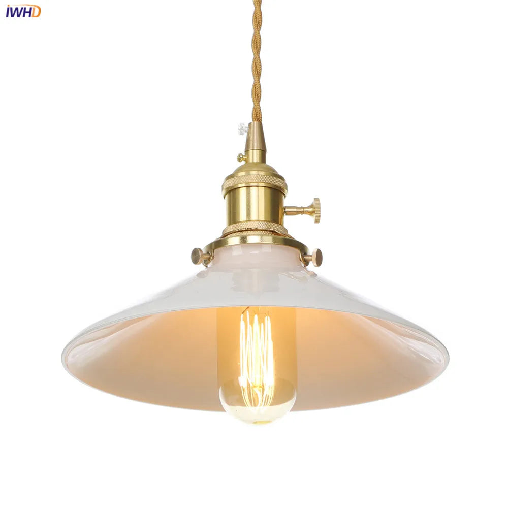 Afralia™ Nordic White Glass Copper Pendant Light with Switch for Home, Bar, and Cafe