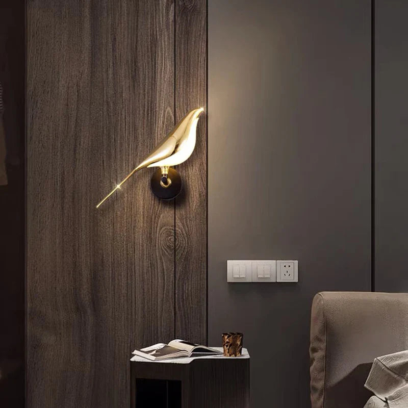 Afralia™ Bird Design Gold Plating LED Wall Sconce for Stylish Home Lighting