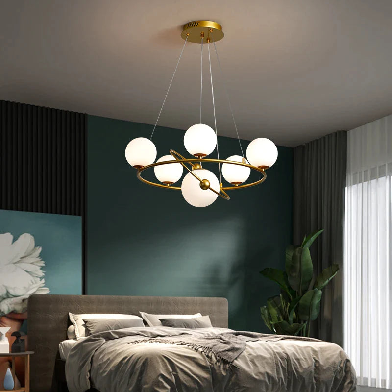 Afralia™ Gold LED Chandelier Rings for Living Kitchen Bedroom Dining Room