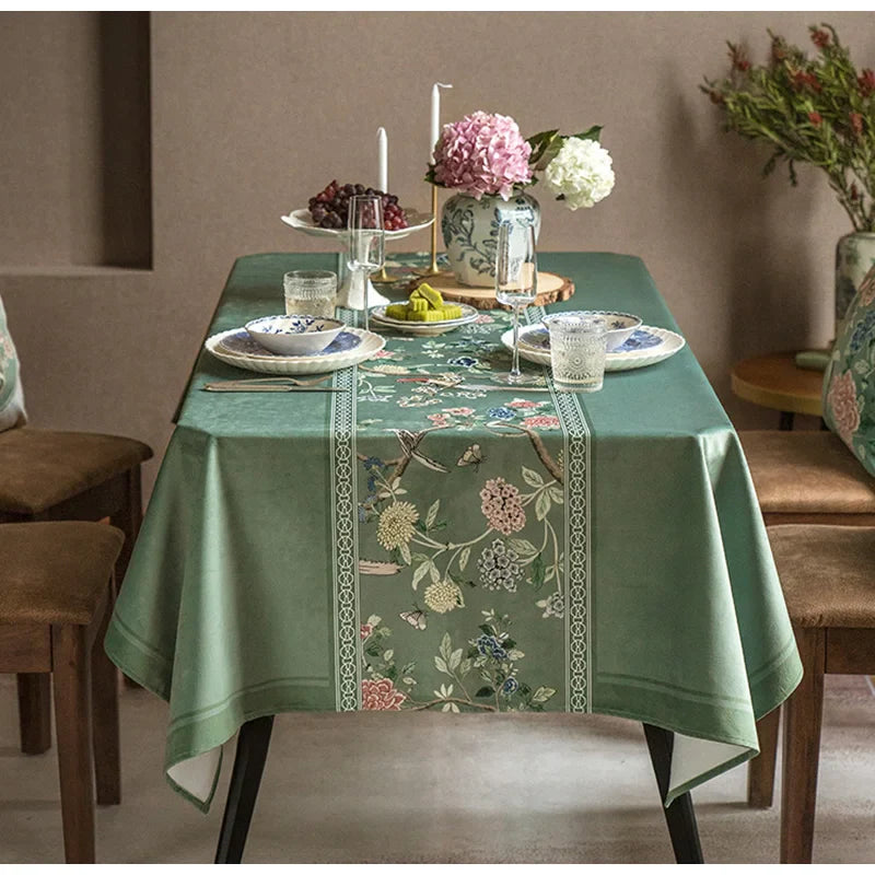 Afralia™ Velvet Table Cover - Chinese Patterns Luxury Decor for Kitchen Dinning Tabletop