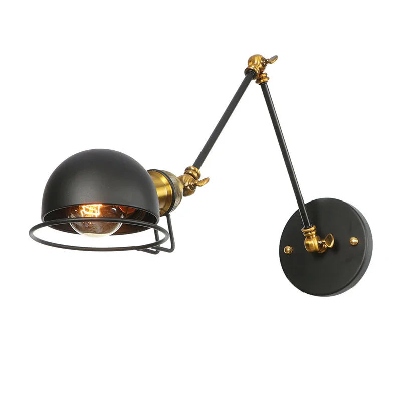 Afralia™ Vintage Loft Adjustable Wall Lamp Black Swing Arm Sconce Wall Lights
