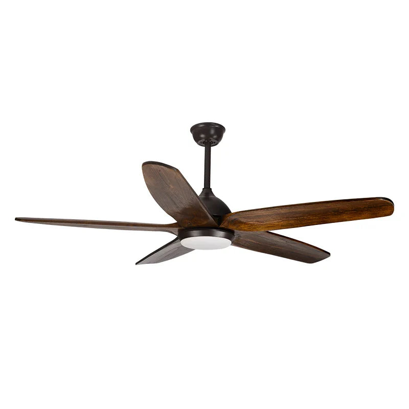 Afralia™ 60" Solid Wood Blade Ceiling Fan Light LED Remote Control 220v