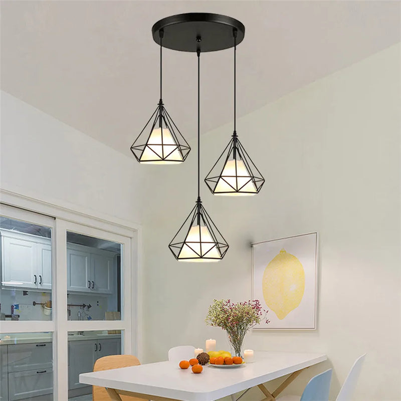 Afralia™ Diamond Pendant Lights Trio for Modern Dining Room and Kitchen