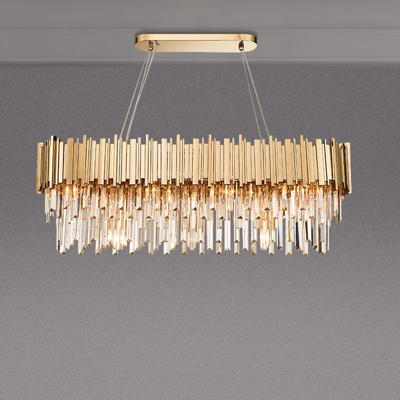 Afralia™ Gold Metal LED Pendant Lights Adjustable Living Room Dining Round Fixture