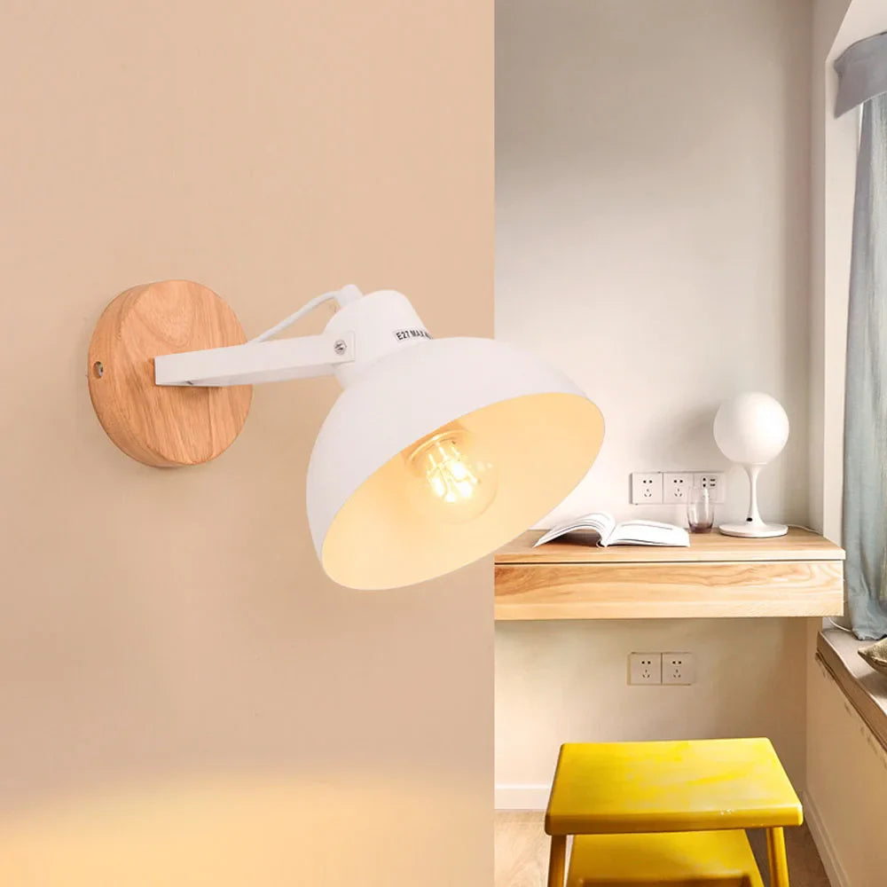 Afralia™ Nordic Wood Wall Sconce E27 LED Indoor Retro Lamp for Bedroom Bathroom Aisle