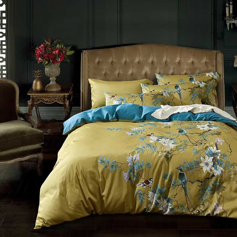 Afralia™ 600TC Egyptian Cotton Bird Plant Flowers Bedding Set with Digital Printing